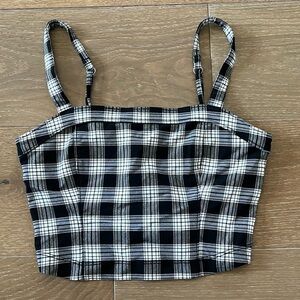 NWT Hollister Plaid Black and White Crop Top size XS